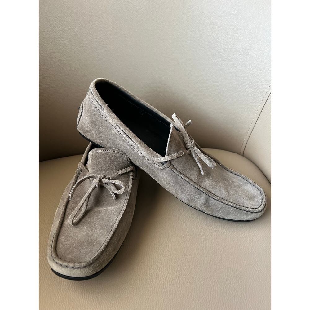 Tod's Shoes Mens Sz 9.5 Gommino Suede Grey Loafers Driving Shoes Italy